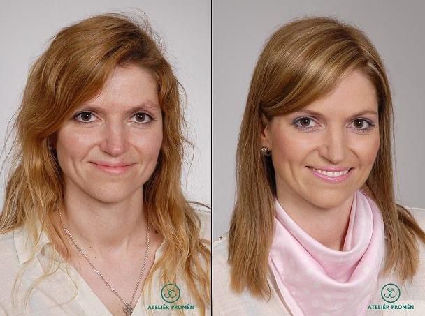 Proměna blondýnky před a po – líčení a účes, Litoměřice
